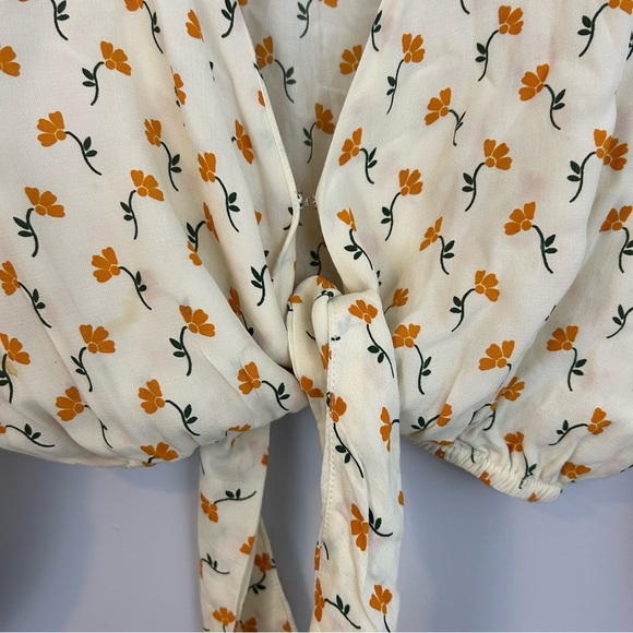 Faithful The Brand La Guardia Floral Cropped Tie-Front Crepe To Size 4 - Picture 6 of 16